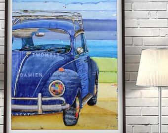 I got the Blues Vintage Antique Classic Car ART PRINT or CANVAS beach coastal wall home decor poster, All Sizes