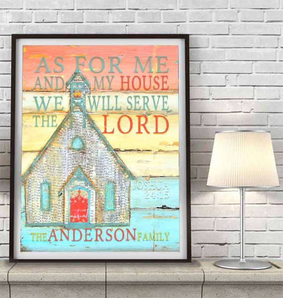 CUSTOMIZED PRINT or CANVAS As for Me and my house Joshua 24:15 church chapel christian bible verse family home decor wall art gift,All Sizes