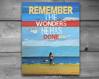 ART PRINT,  Remember the Wonders, motivational wall art, sign, poster, print, wall print, illustration, collage, ALL Sizes