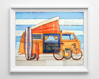 Choose Your Weapon - Vintage Van ART PRINT or CANVAS cycling poster wall home decor adventure painting graduation gift, All Sizes