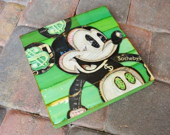Mouse Trap -Mixed Media Collage 10"x10" by 1.5" Deep on Raised Wooden Canvas