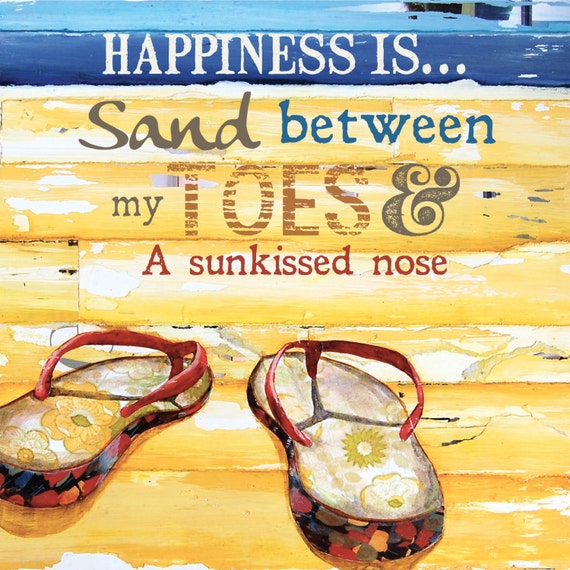 ART PRINT, flip flops sand beach gift, retro beach art decor, coastal art, honeymoon ocean decor,mixed media painting,summer gift, All Sizes