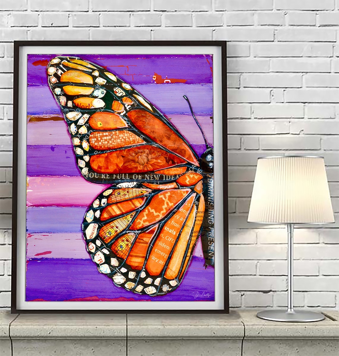 Long Live the Monarch -butterfly- Mixed Media Collage Fine ART PRINT or ...
