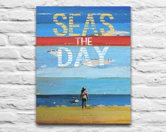 INSTANT PRINTABLE, Seas the Day, Carpe Diem, Seize the Day, Dead Poets Society, Couple, wedding gift , Beach decor, 8x10 11x14 Jpeg