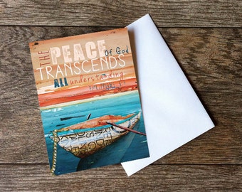 GREETING CARD rowboat boat peace scripture bible verse grief bereavement condolence sympathy art wisdom friend gift for him her paper goods