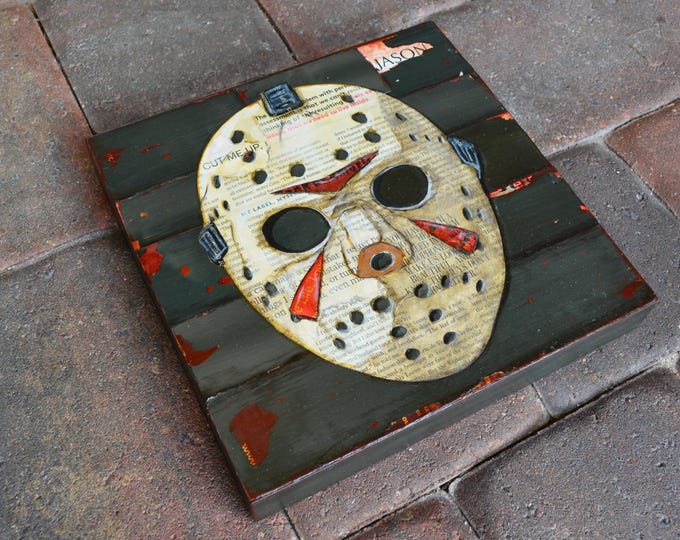 Blood Money- Mixed Media Collage 10"x10" by 1.5" Deep on Raised Wooden Canvas