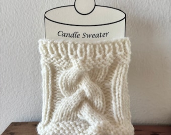 Sweater for A Candle, Cables, Hygge Candle Cozy, Gift for Candle Lover