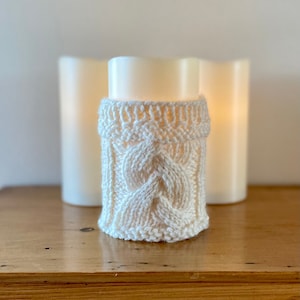 Hygge Candle with a Cable Sweater, Minimalist decor, Nordic, Swedish Lagom, Cozy Home Decor, Romantic Gift