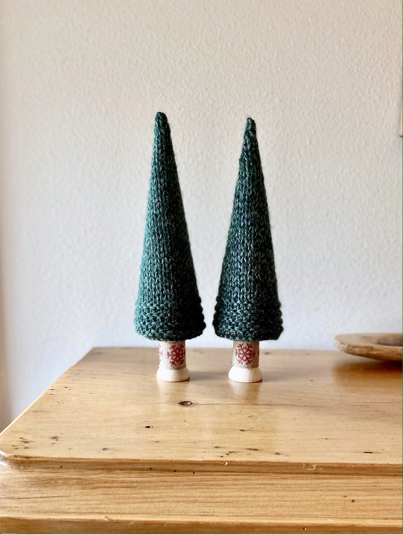 Knit Hygge Christmas Tree, Woodland Small Ornament, Stocking Stuffer, Nordic, Cottagecore, Swedish Lagom, Mantle Display image 6