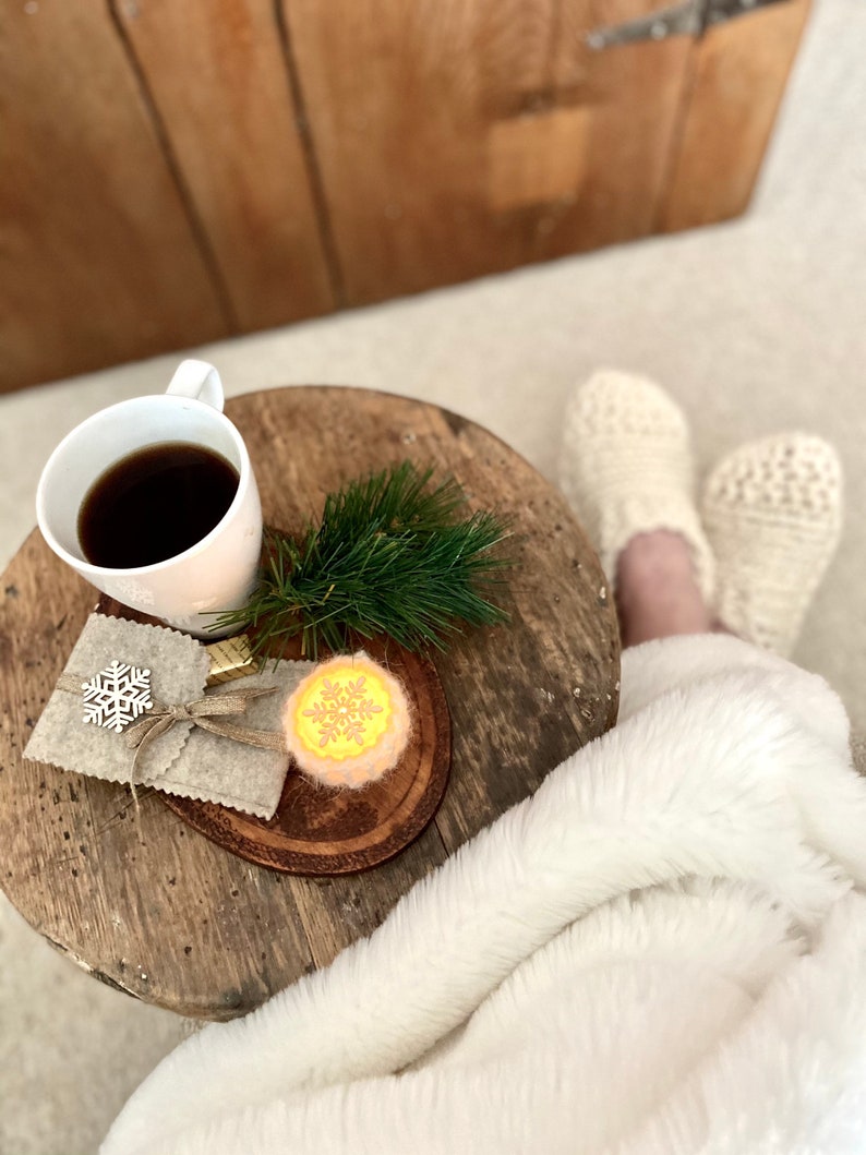 Hygge Knit Sleep Sock Box-Cozy Home Gift, Cozy Cream Knit Slippers, Stay at Home image 3