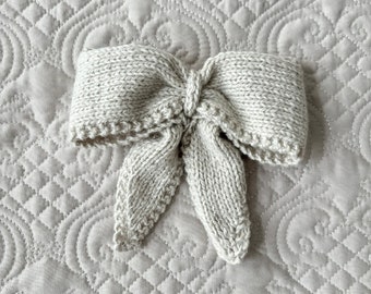 Elegant Hair Bow, Fashion Bow, Bow Accessory for Hair, Dress or Jacket, Knit Bow, Coquette Bow