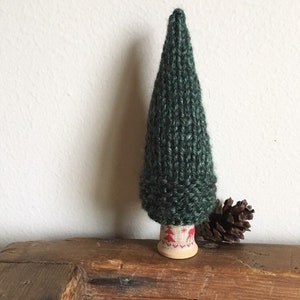 Knit Hygge Christmas Tree, Woodland Small Ornament, Stocking Stuffer, Nordic, Cottagecore, Swedish Lagom, Mantle Display Small Green Tree 5" inches