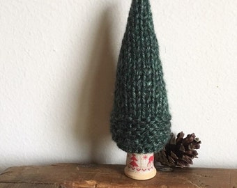 Knit Hygge Christmas Tree, Woodland Small Ornament, Stocking Stuffer, Nordic, Cottagecore, Swedish Lagom, Mantle Display