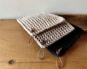 Knit Coasters for Fika, Set of 4, Minimalist, Cozy Home, Hyyge Decor, Swedish Lagom, Coffee Lover