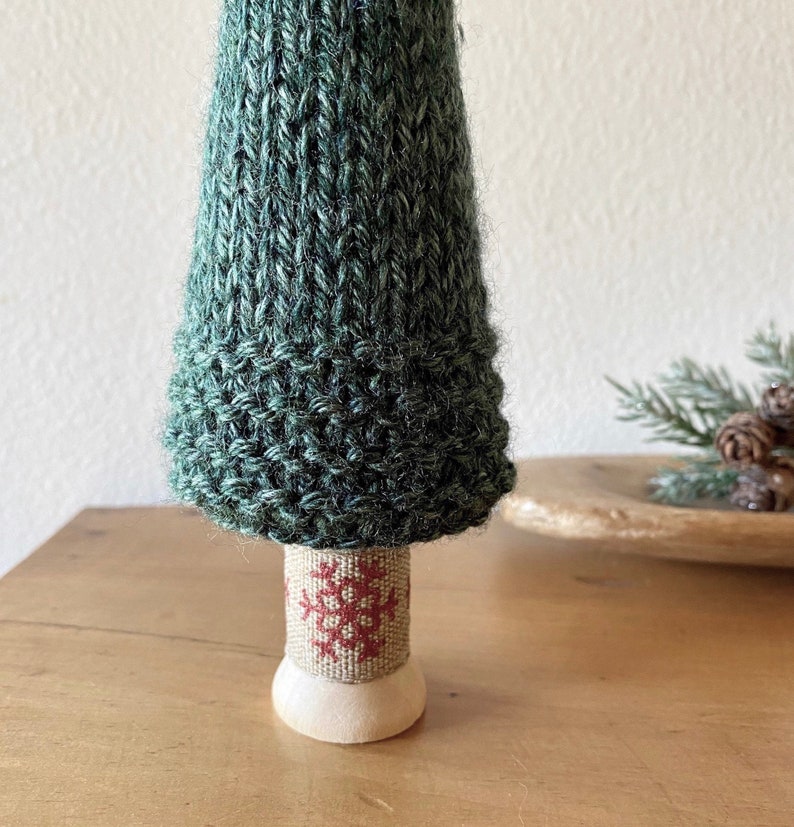 Knit Hygge Christmas Tree, Woodland Small Ornament, Stocking Stuffer, Nordic, Cottagecore, Swedish Lagom, Mantle Display image 8