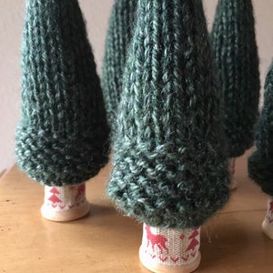 Knit Hygge Christmas Tree, Woodland Small Ornament, Stocking Stuffer, Nordic, Cottagecore, Swedish Lagom, Mantle Display image 3