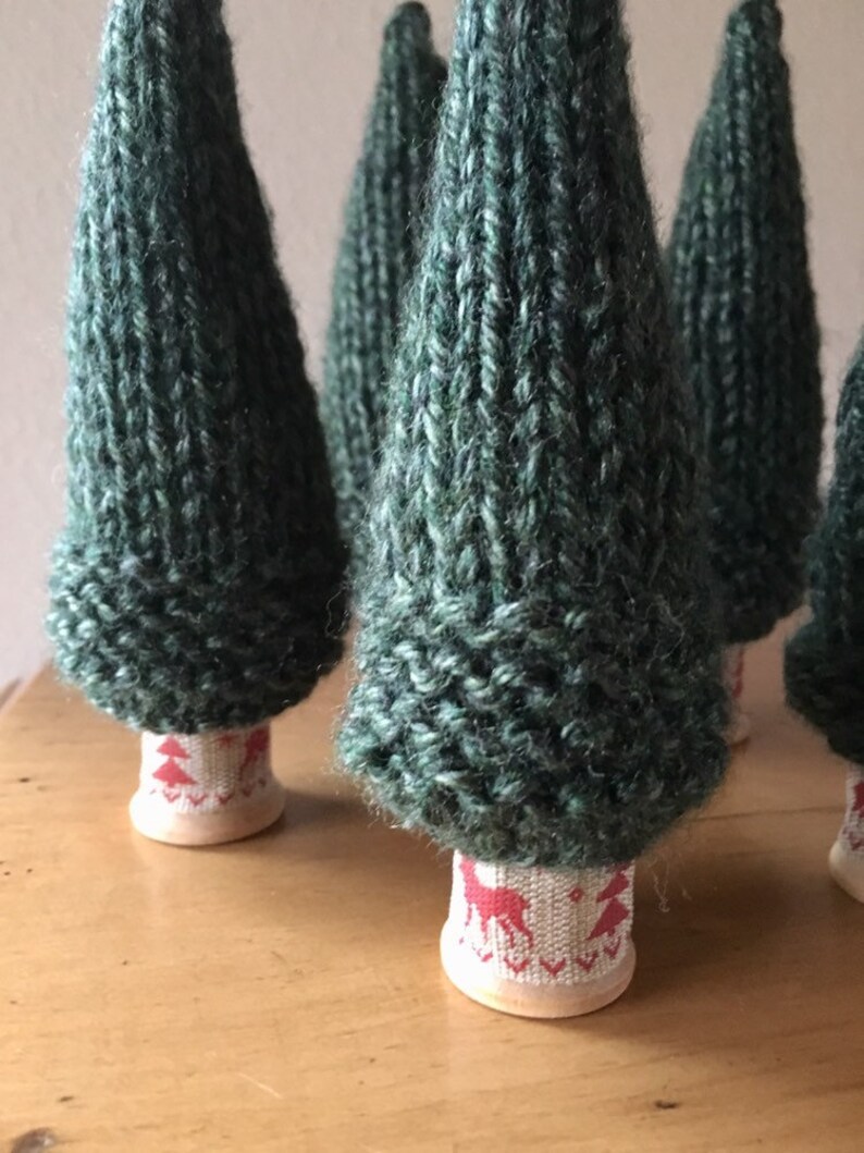 Knit Hygge Christmas Tree, Woodland Small Ornament, Stocking Stuffer, Nordic, Cottagecore, Swedish Lagom, Mantle Display image 3