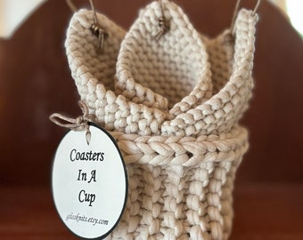 Coasters in A Cup, Cotton Coasters, Minmalist, Drink Coasters
