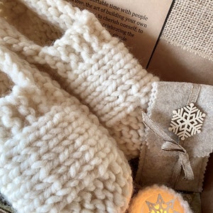 Hygge Knit Sleep Sock Box-Cozy Home Gift, Cozy Cream Knit Slippers, Stay at Home image 4