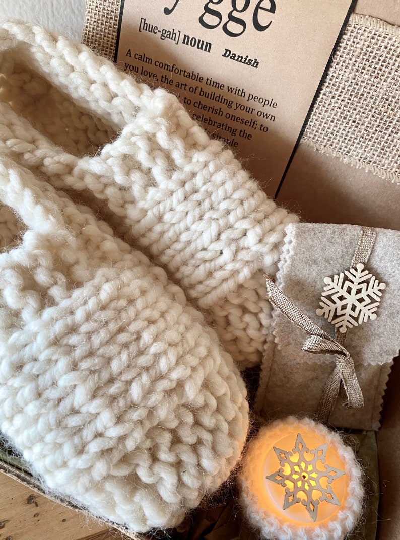 Hygge Knit Sleep Sock Box-Cozy Home Gift, Cozy Cream Knit Slippers, Stay at Home image 4
