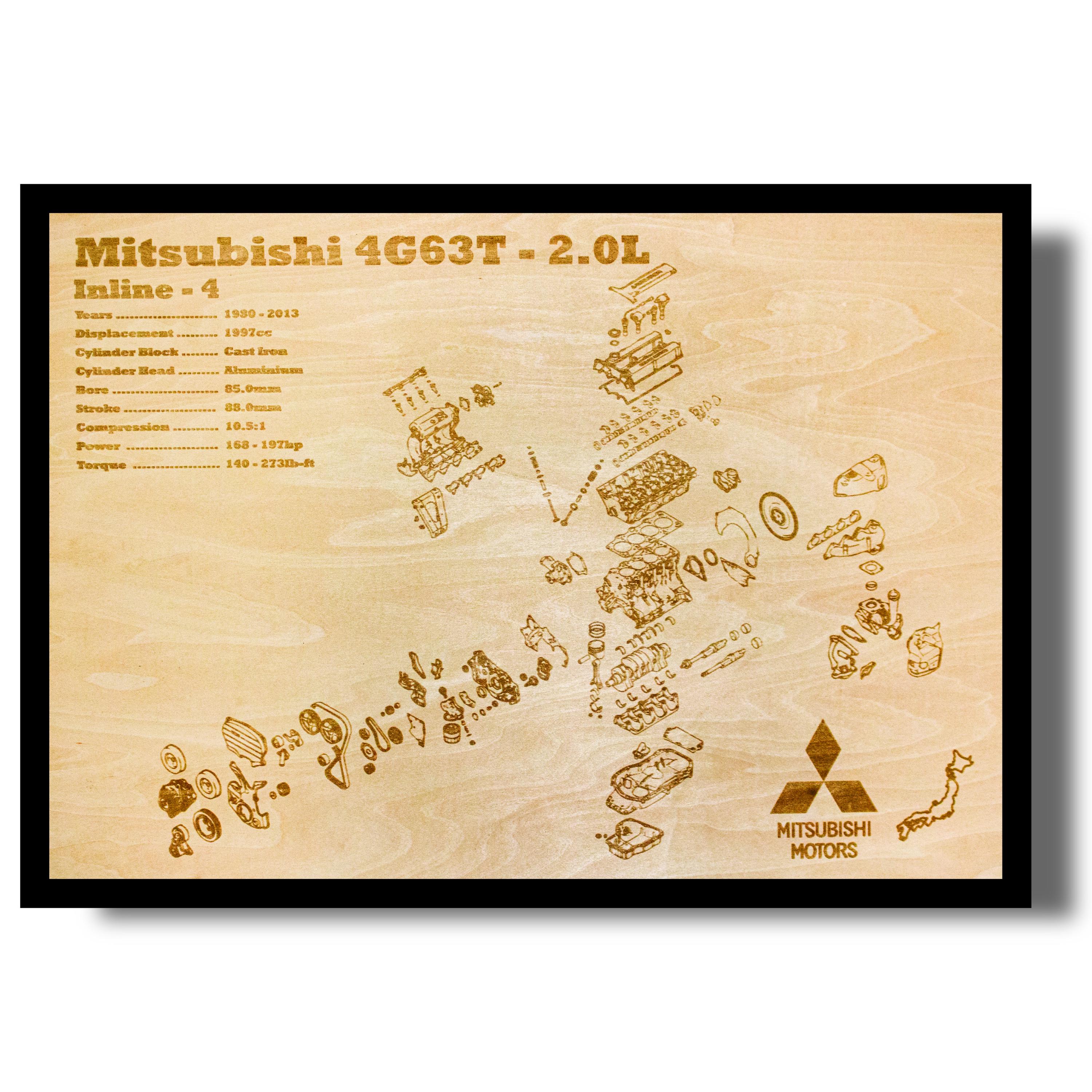 Mitsubishi 4G63T 2.0L Exploded View Poster Lancer EX 2000 Laser ...