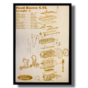 Ford Merchandise Car Poster Presente para Ele Diagrama do Motor Cartaz para o Dia dos Pais Presentes para Entusiastas de Carros Barra Motor Laser Gravado Cartaz