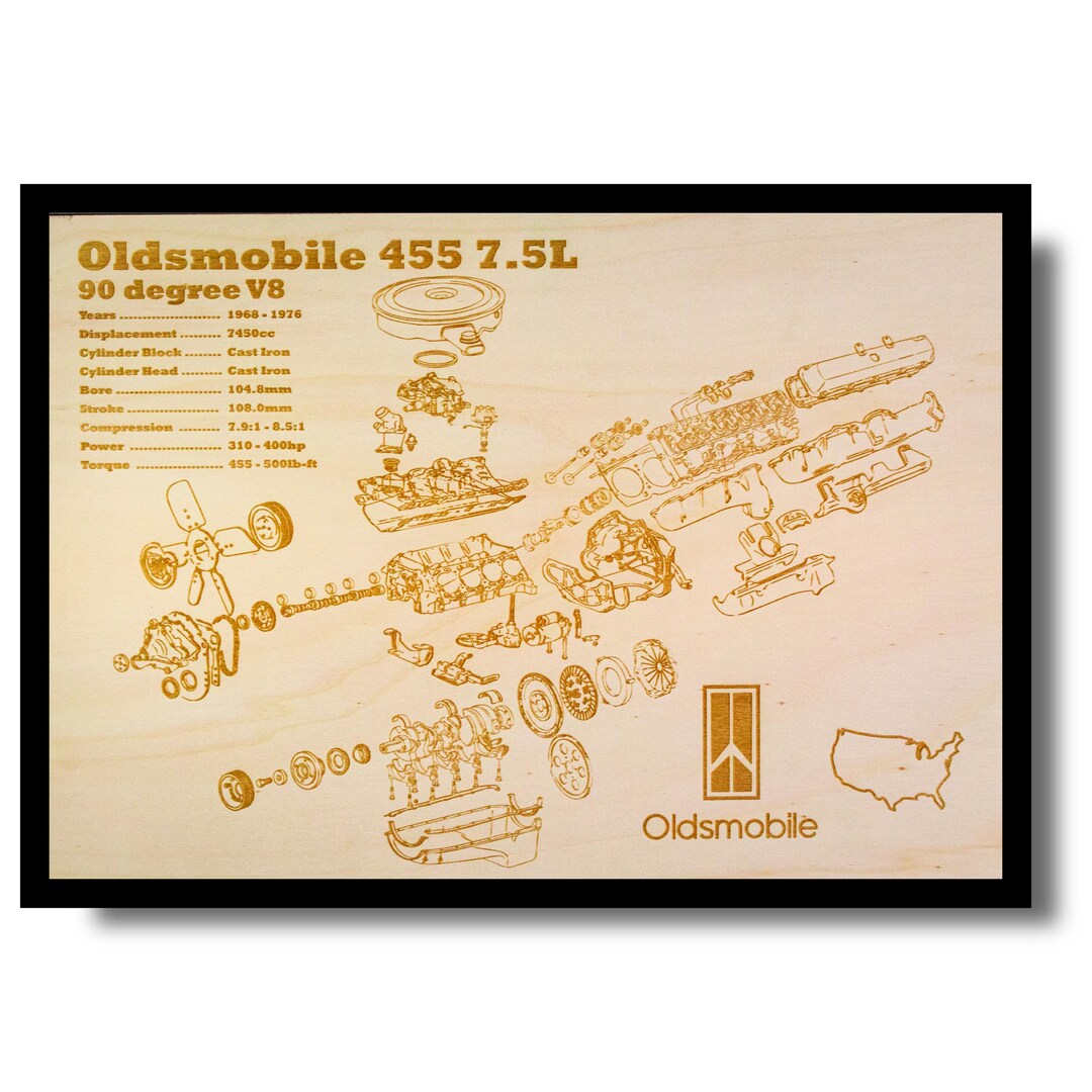 Oldsmobile Olds Hurst Tornado GT Poster Laser Engraved 455 V8 Engine ...