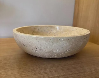 Travertine Stone Bowl | Decorative Home Accent & Serving Tray