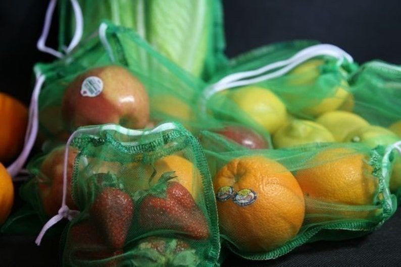 12 Corded Giant Green Set Reusable Produce Bag Eco Fabulous GO Etsy