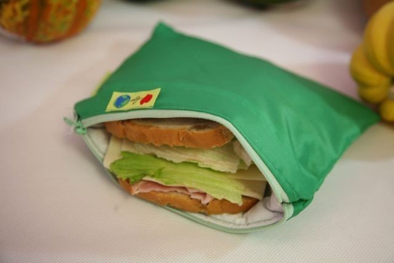 ZIp Insulated Sandwich bag ReUsable Eco friendly pIck your color image 3