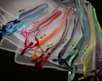 Reusable Produce bags Giant White rainbow ribbon set of 12