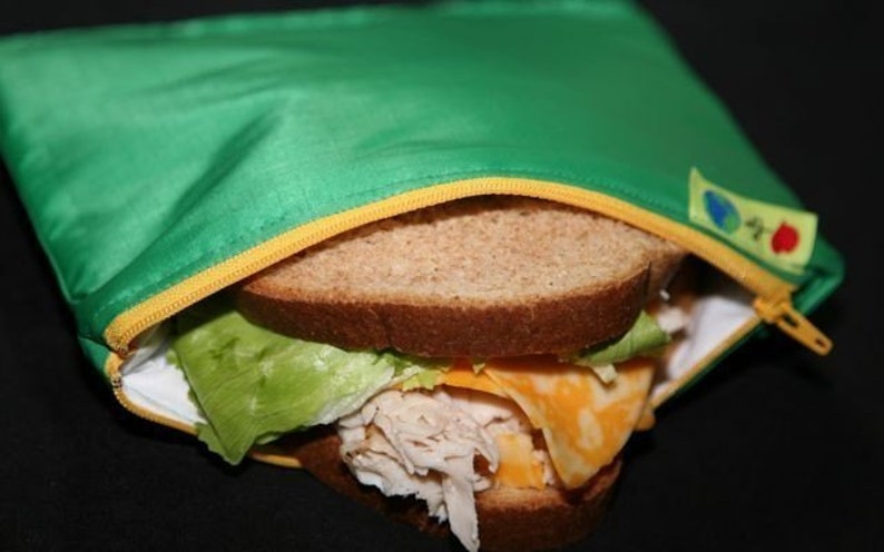 ZIp Insulated Sandwich bag ReUsable Eco friendly pIck your color image 5