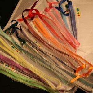 Reusable Produce bags Giant White rainbow ribbon set of 12 image 4