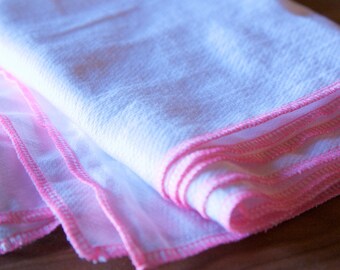 12 Hot Pink Trim Reusable Everyday Unpaper towels and napkins