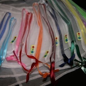 Reusable Produce bags Giant White rainbow ribbon set of 12 image 2