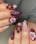 3D Flower FreeStyle Medium Almond Press On Nails, ombre nail | red nails product logo