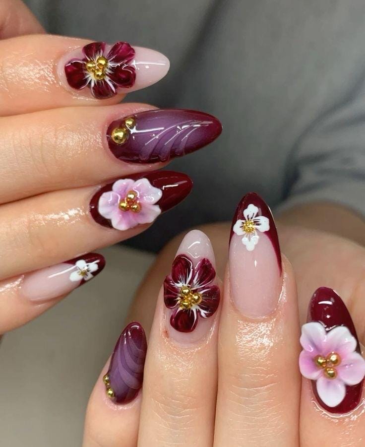 Blooming Floral 3D Nail Designs