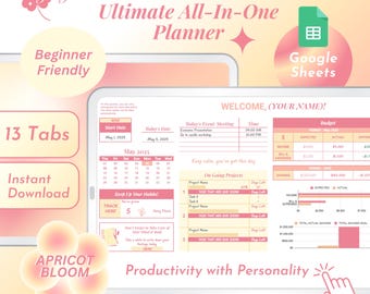 Google Sheets Planner | Habits, Wellness, Budget, Productivity (Digital Download)