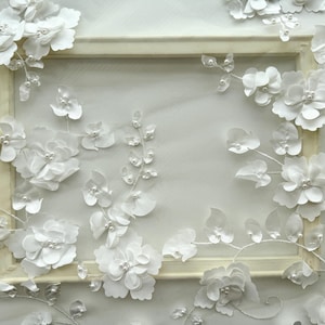 White Lace Fabric,Embroidery Fabric,3d Flower Fabric,3d Embroidery Lace,Lace Fabric,Floral Lace Fabric,Wedding Lace,Dress Lace,By The Yard