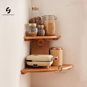 Floating Wall Display Shelf, Modern Bedroom Shelves,Bracketless Small Wooden Shelving,Coffee storage rack,Coffee Bar,Functional Storage Rack