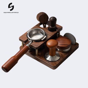 Basket for 51mm, 54mm, and 58MM Portafilters,58mm Espresso Tamper Station Walnut,Espresso Bar Organizer,58mm Espresso Tamper Station Walnut