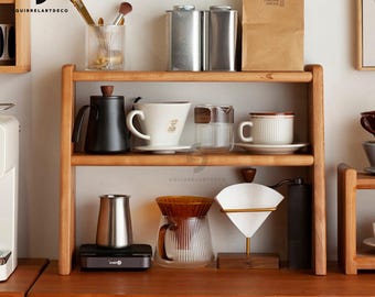 Home living storage Rack,Desktop Coffee Tea Mug Cup Storage Holder,xquisite Solid Walnut Wood Shelf , Coffee Bar,Functional Storage Rack