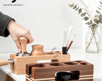 Espresso Machine Owners,Espresso Accessories Kit,51mm.58mm Espresso Tamper Station Walnut ,Complete Barista Tools Set,New Home Gift Ideasfor