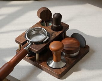 Basket for 51mm, 54mm, and 58MM Portafilters,58mm Espresso Tamper Station Walnut,Espresso Bar Organizer,58mm Espresso Tamper Station Walnut
