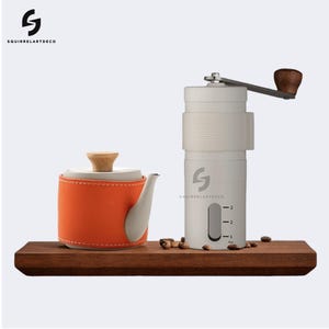 Handmade Crank Walnut Wood Wooden,Manual Coffee Bean Grinder Grinding Mill,Vintage Coffee Pot,Handcrafted Coffee Set,Gifts for Coffee Lovers
