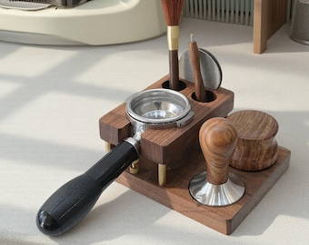 Walnut coffee tamper base,Basket for  58MM Portafilters,58mm Espresso Tamper Station Walnut,Espresso Bar Organizer,Tamper Station Walnut