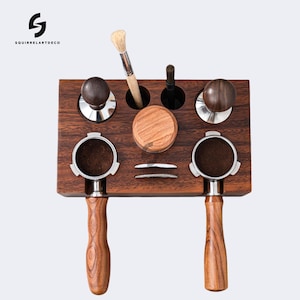 Espresso Accessories Kit,Complete Barista Tools Set,New Home Gift Ideas for,Espresso Machine Owners,58mm Espresso Tamper Station Walnut