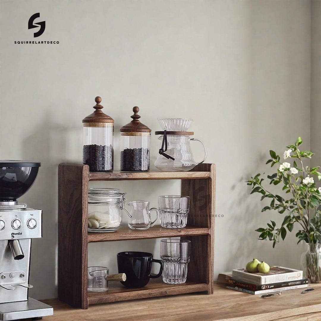 Coffee Bar, Functional Storage Rack,desktop Glass Door Coffee Tea Mug ...