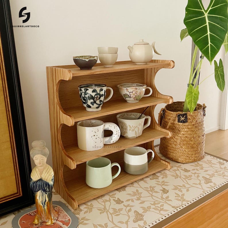 Desktop Coffee Tea Mug Cup Storage Holder, Exquisite Solid Walnut Wood ...