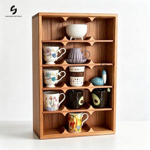 壁掛けティーカップディスプレイシェルフ：コーヒーバーラック - Etsy 日本
